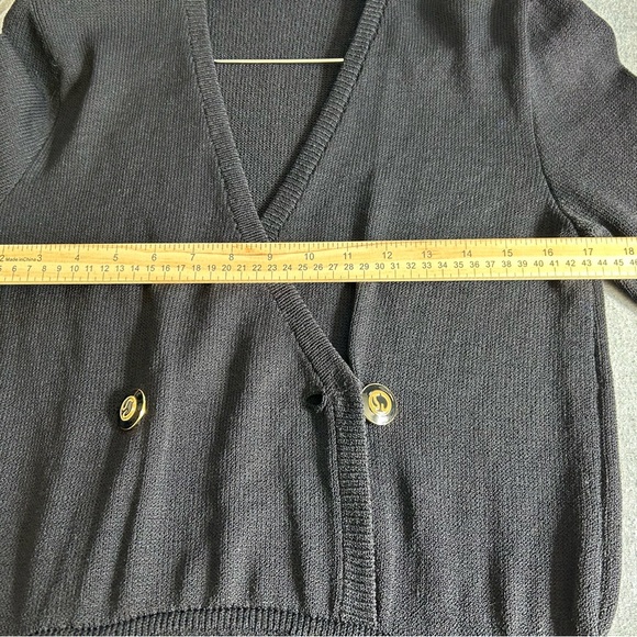 Vintage St. John By Marie Gray Black Santana Knit Sweater Dress Buttons Size 10 - Picture 6 of 13